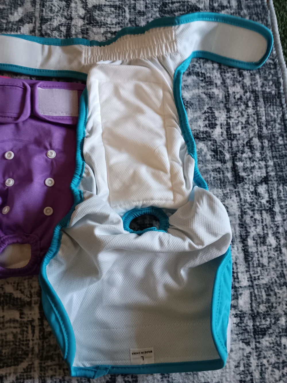 Reusable Kids Swim Diaper Set in Pink, Purple & Teal Size Large.
